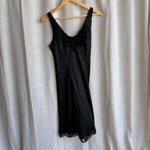 Vintage Valisere Paris Black Lace Slip Dress Made in France